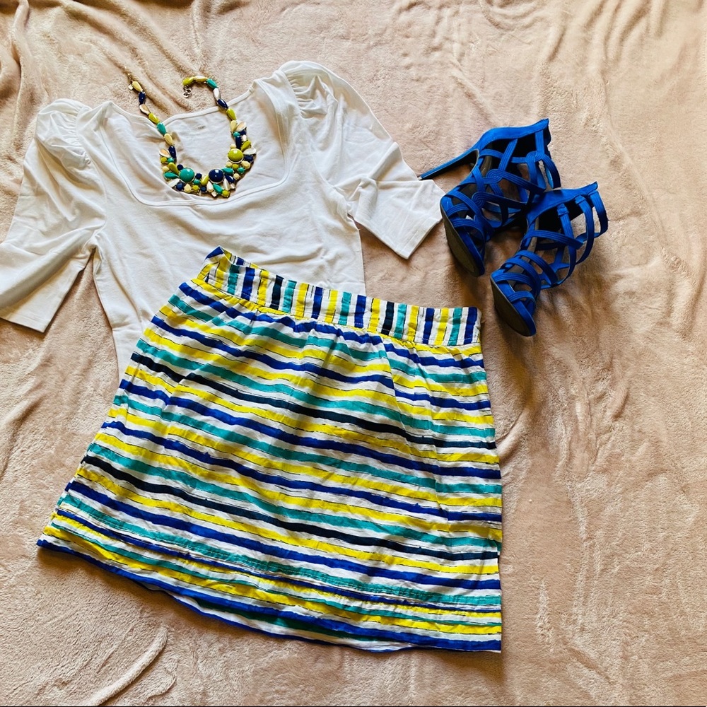 LOFT Cotton Skirt in Colorful Stripes